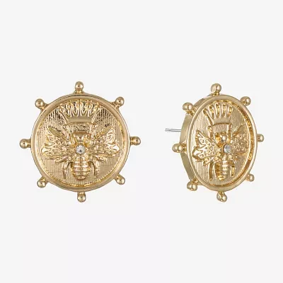 Liz Claiborne Gold Tone Nautical Bee 22mm Stud Earrings