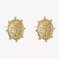 Liz Claiborne Gold Tone Nautical Bee 22mm Stud Earrings