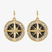 Liz Claiborne Gold Tone Nautical Compass Womens Glass Drop Earrings