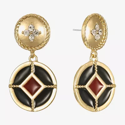 Liz Claiborne Gold Tone Nautical Womens Glass Hypoallergenic Drop Earrings