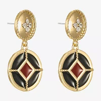 Liz Claiborne Gold Tone Nautical Womens Glass Hypoallergenic Drop Earrings