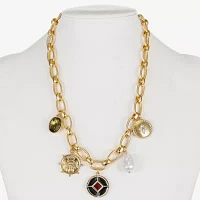 Liz Claiborne Gold Tone Nautical Charm Womens 17 Inch Collar Necklace