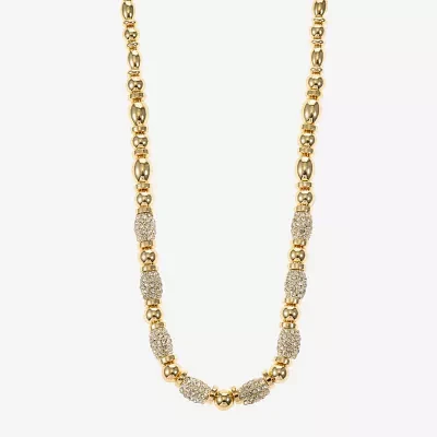 Monet Jewelry Gold Tone Pave Bead Womens 17 Inch Collar Necklace