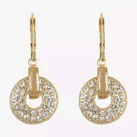 Monet Jewelry Gold Tone Pave Disc Womens Glass Circle Drop Earrings