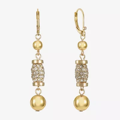 Monet Jewelry Gold Tone Pave Bead Womens Glass Drop Earrings