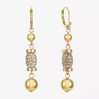 Monet Jewelry Gold Tone Pave Bead Womens Glass Drop Earrings