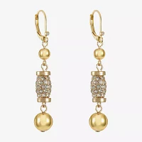 Monet Jewelry Gold Tone Pave Bead Womens Glass Drop Earrings