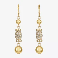Monet Jewelry Gold Tone Pave Bead Womens Glass Drop Earrings