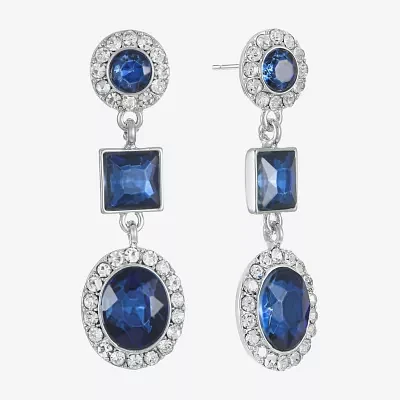Monet Jewelry Halo Womens Glass Oval Hypoallergenic Drop Earrings