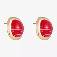 Monet Jewelry Gold Tone Red 19mm Cushion Stud Earrings