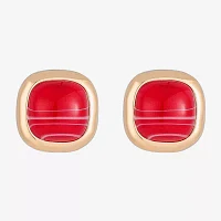 Monet Jewelry Gold Tone Red 19mm Cushion Stud Earrings