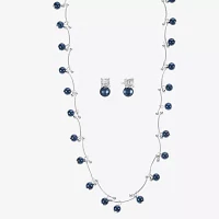 Monet Jewelry Collar Necklace And Stud Earring Simulated Pearl Silver Tone Round 2-pc. Set