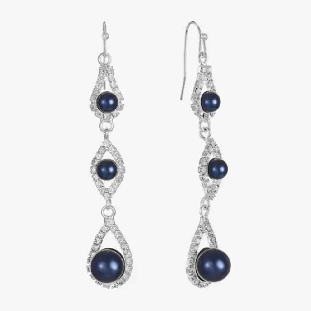 Monet Jewelry Linear Simulated Pearl Round Drop Earrings