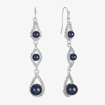 Monet Jewelry Linear Simulated Pearl Round Drop Earrings