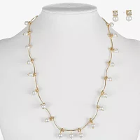 Monet Jewelry Timeless Gold Tone Womens Glass Simulated Pearl 2-pc. Jewelry Set