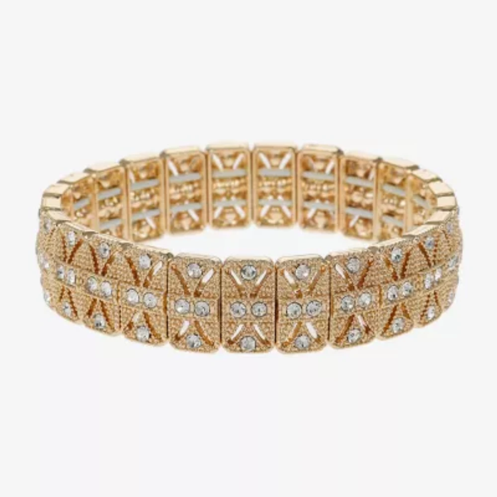 Monet Jewelry Timeless Gold Tone Womens Glass Stretch Bracelet