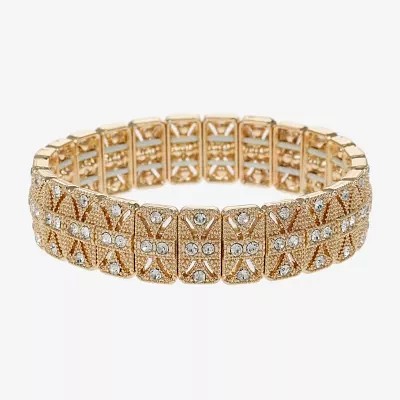 Monet Jewelry Timeless Gold Tone Womens Glass Stretch Bracelet