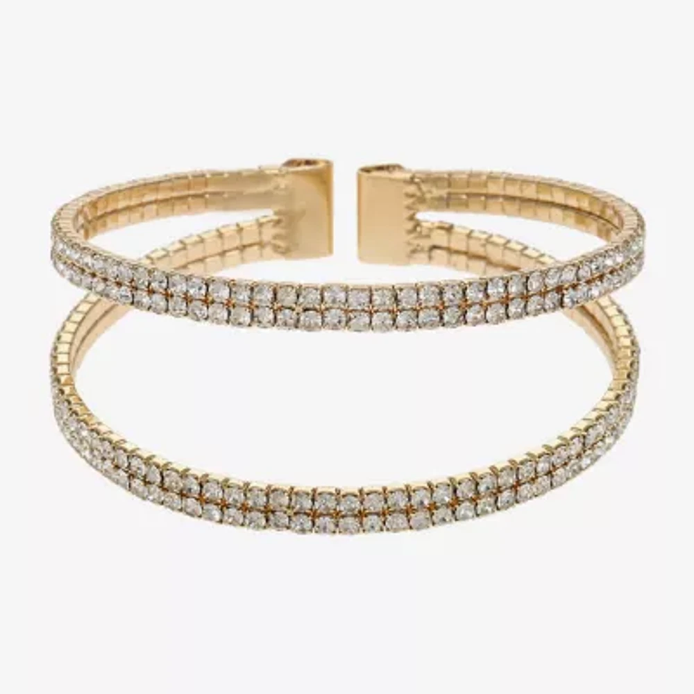 Monet Jewelry Timeless Gold Tone Womens Glass Cuff Bracelet