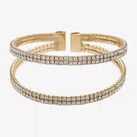 Monet Jewelry Timeless Gold Tone Womens Glass Cuff Bracelet