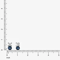 Monet Jewelry Timeless Silver Tone & Navy Glass Simulated Pearl 19.2mm Knot Stud Earrings