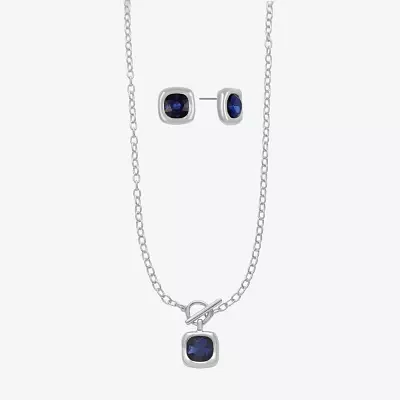 Liz Claiborne Pendant Toggle Necklace & Stud Earring Womens Glass 2-pc. Jewelry Set