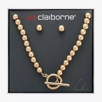 Liz Claiborne Beaded Toggle Necklace & Stud Earring Womens 2-pc. Jewelry Set