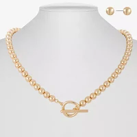 Liz Claiborne Beaded Toggle Necklace & Stud Earring Womens 2-pc. Jewelry Set