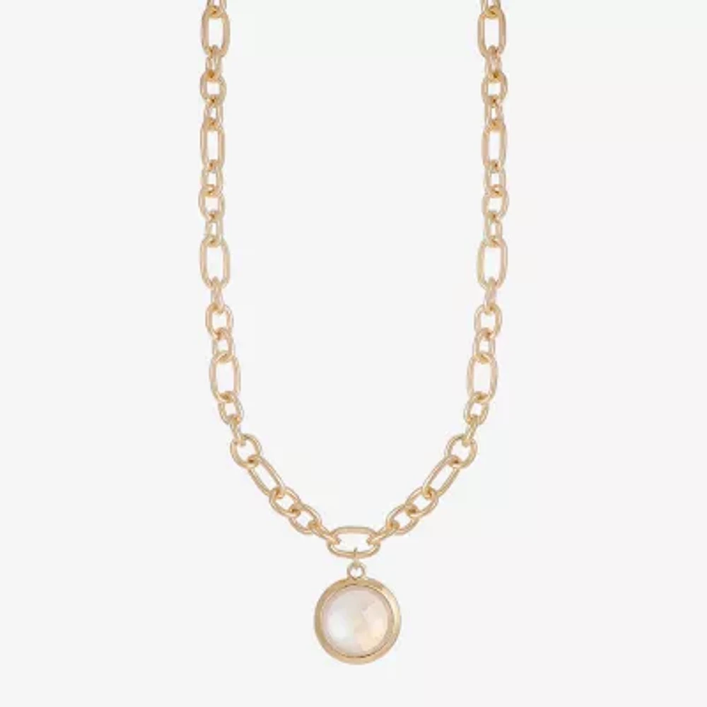 Liz Claiborne Gold Tone Womens 17 Inch Pendant Necklace