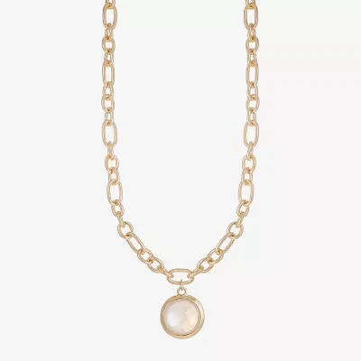 Liz Claiborne Gold Tone Womens 17 Inch Pendant Necklace