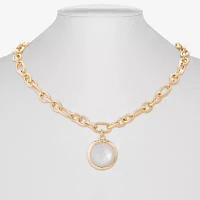 Liz Claiborne Gold Tone Womens 17 Inch Pendant Necklace
