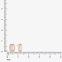 Liz Claiborne Gold Tone Simulated Pearl 18mm Rectangular Stud Earrings