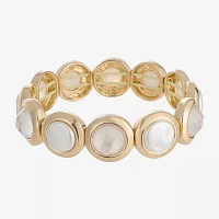 Liz Claiborne Gold Tone Womens Simulated Pearl Stretch Bracelet