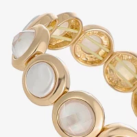 Liz Claiborne Gold Tone Womens Simulated Pearl Stretch Bracelet