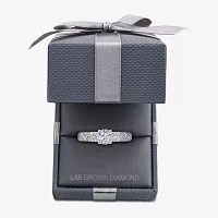 Signature By Modern Bride (G / Si1-Si2) Womens 2 CT. T.W. Lab Grown White Diamond 10K or Yellow Gold Round Side Stone Engagement Ring