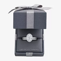 Signature By Modern Bride (F / VS2) Womens 2 CT. T.W. Lab Grown White Diamond 10K or 14K Gold Oval Side Stone Bridal Set