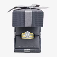 (G / Si1-Si2) Womens 1 1/2 CT. T.W. Lab Grown White Diamond 10K Gold Oval Side Stone Halo Bridal Set