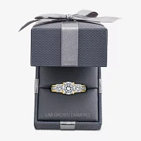 Love Lives Forever (G / Si1-Si2) Womens 3 CT. T.W. Lab Grown White Diamond 10K Gold Round Side Stone 3-Stone Engagement Ring