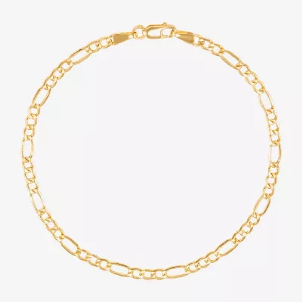 Made in Italy 10K Gold 7.5 Inch Hollow Figaro Chain Bracelet