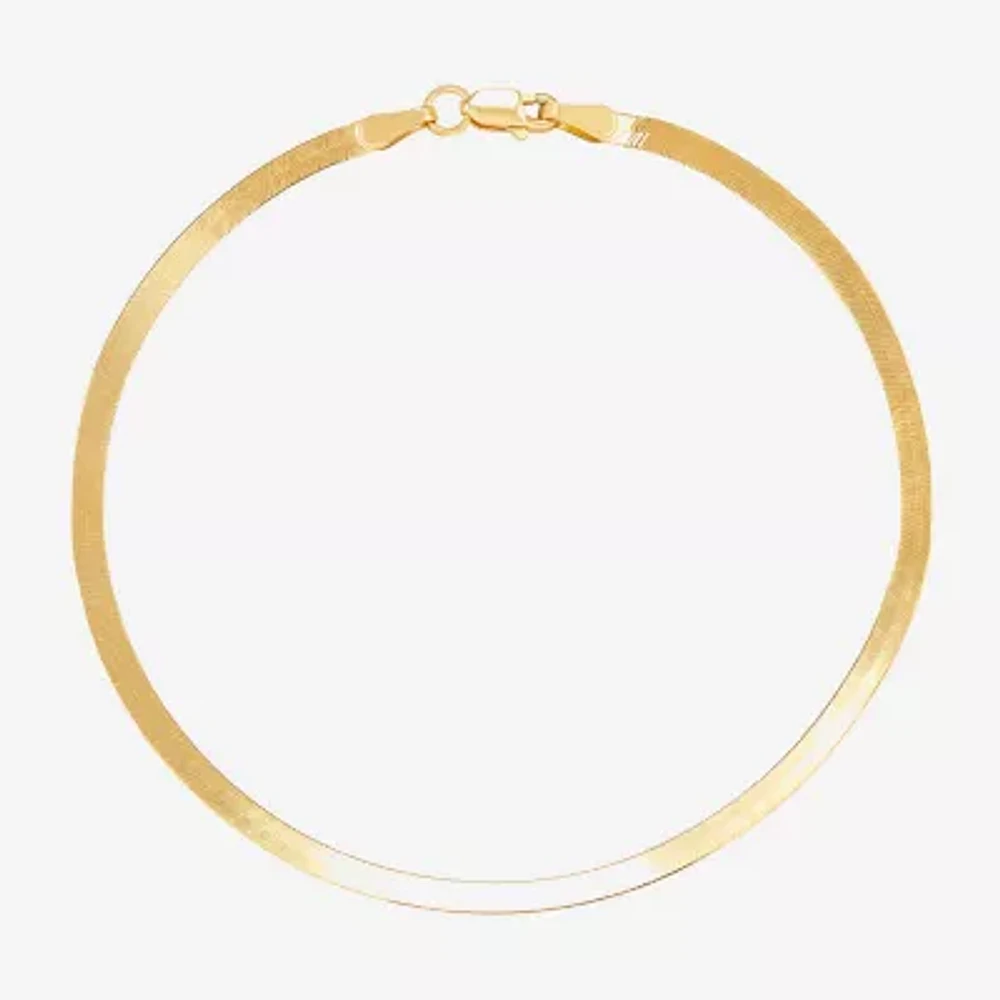 Made in Italy 10K Gold 7.25 Inch Solid Herringbone Chain Bracelet