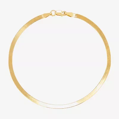 Made in Italy 10K Gold 7.25 Inch Solid Herringbone Chain Bracelet