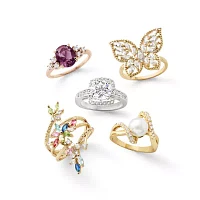 Sparkle Allure Cubic Zirconia 18K Rose Gold Over Brass Oval Side Stone Cocktail Ring
