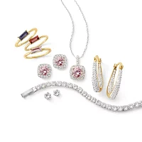 Sparkle Allure Light Up Box Cubic Zirconia Silver Tone Pure Silver Over Brass Round 2-pc. Jewelry Set