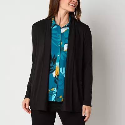 Liz Claiborne Womens Long Sleeve Open Front Cardigan