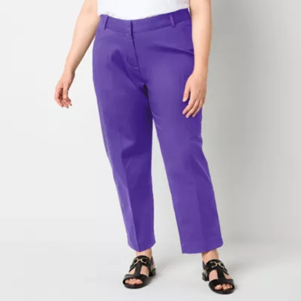 Liz Claiborne-Plus Emma Womens Mid Rise Slim Fit Ankle Pant
