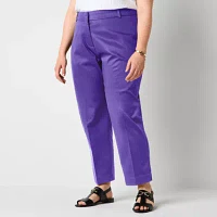 Liz Claiborne-Plus Emma Womens Mid Rise Slim Fit Ankle Pant
