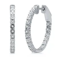 1/10 CT. T.W. Natural White Diamond Sterling Silver 22.8mm Hoop Earrings