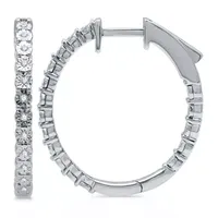 1/10 CT. T.W. Natural White Diamond Sterling Silver 22.8mm Hoop Earrings