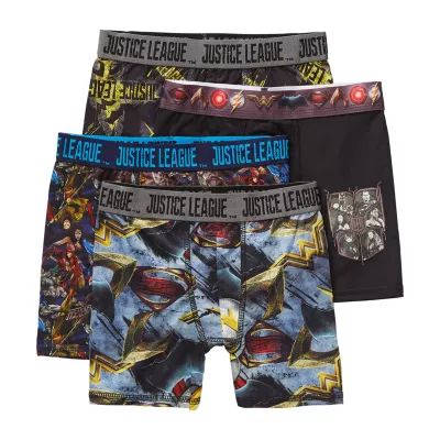 Justice League Big Kid Boys 4 Pair Boxer Briefs