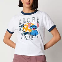 Juniors Stitch 626 Aloha Pickleball Ringer Tee Womens Crew Neck Short Sleeve Graphic T-Shirt