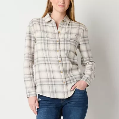 a.n.a Womens Long Sleeve Cuffed Sleeve Regular Fit Tall Button-Down Shirt